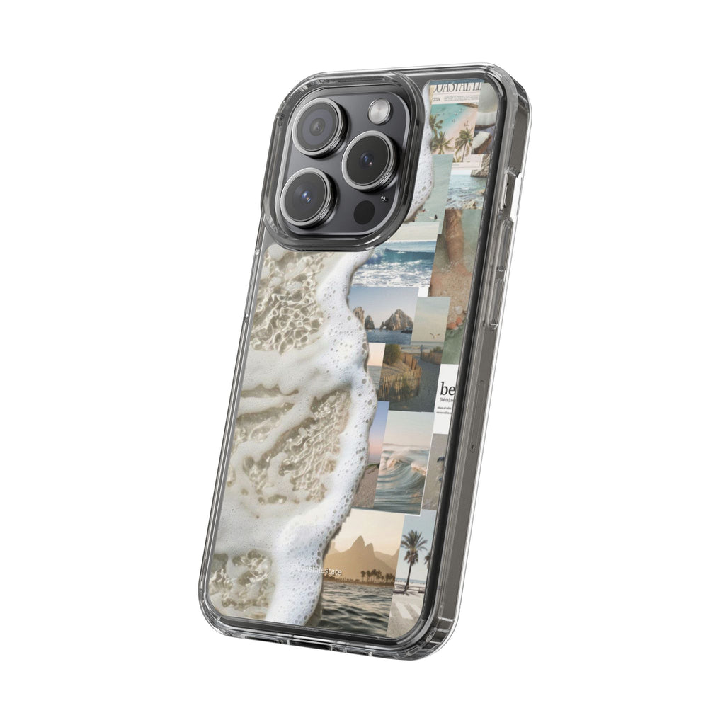 Clear Phone Case — Coastal Collage Beach Foam Design