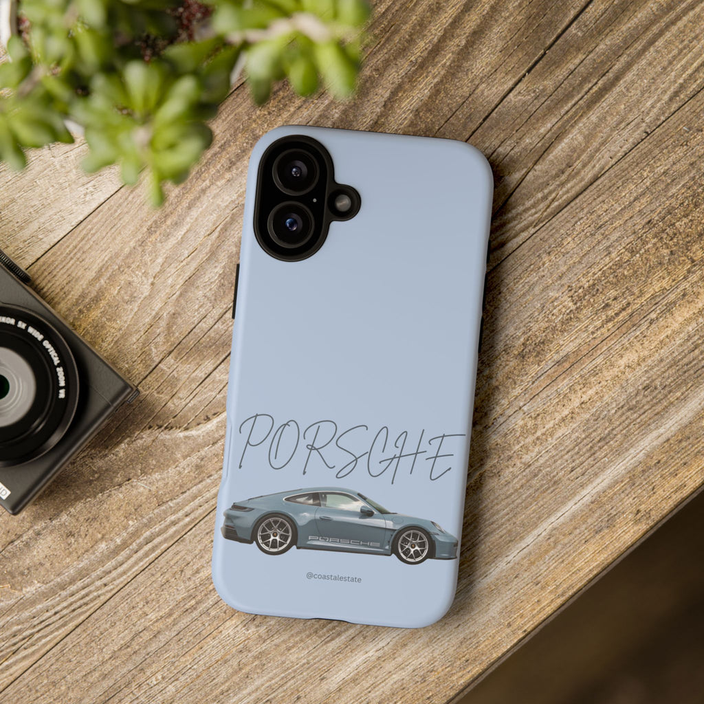 Porsche Sports Car Tough Phone Case — Light Blue Illustrated Porsche Design