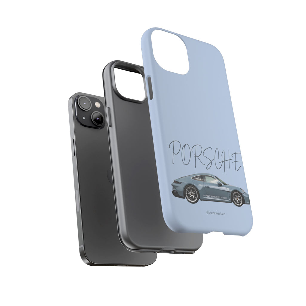 Porsche Sports Car Tough Phone Case — Light Blue Illustrated Porsche Design