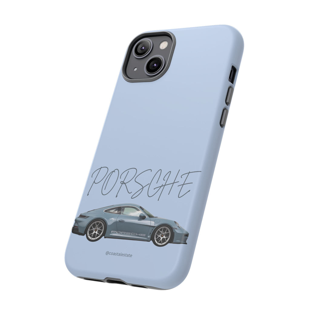 Porsche Sports Car Tough Phone Case — Light Blue Illustrated Porsche Design