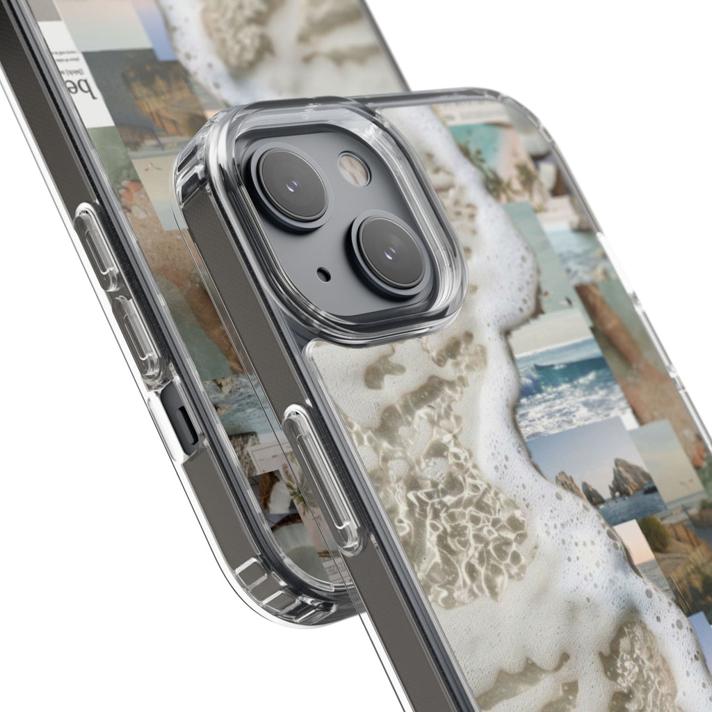 Clear Phone Case — Coastal Collage Beach Foam Design