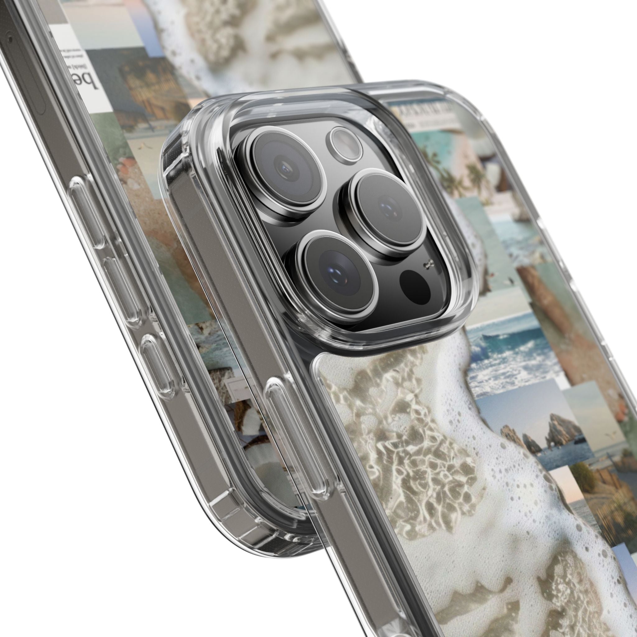 Clear Phone Case — Coastal Collage Beach Foam Design
