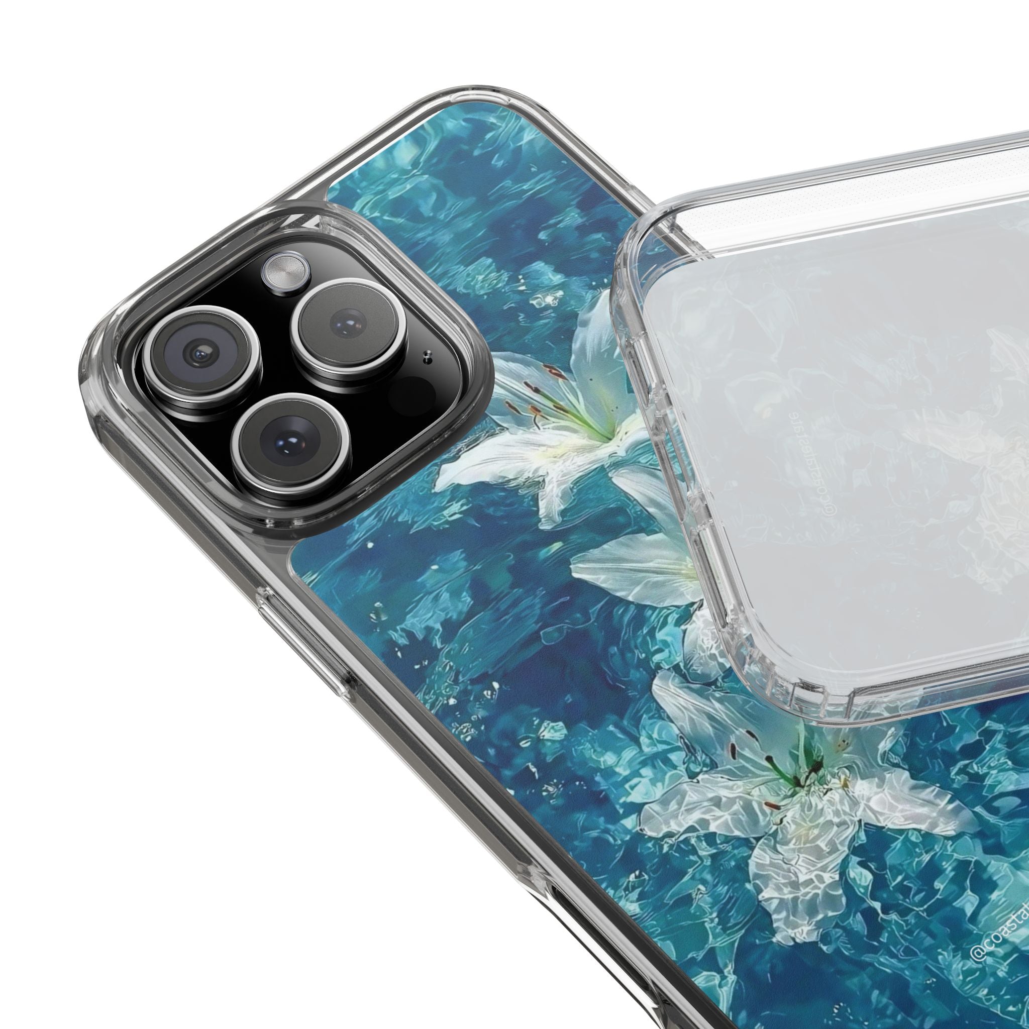 Clear Phone Case — Blue Water Lily Floral Design