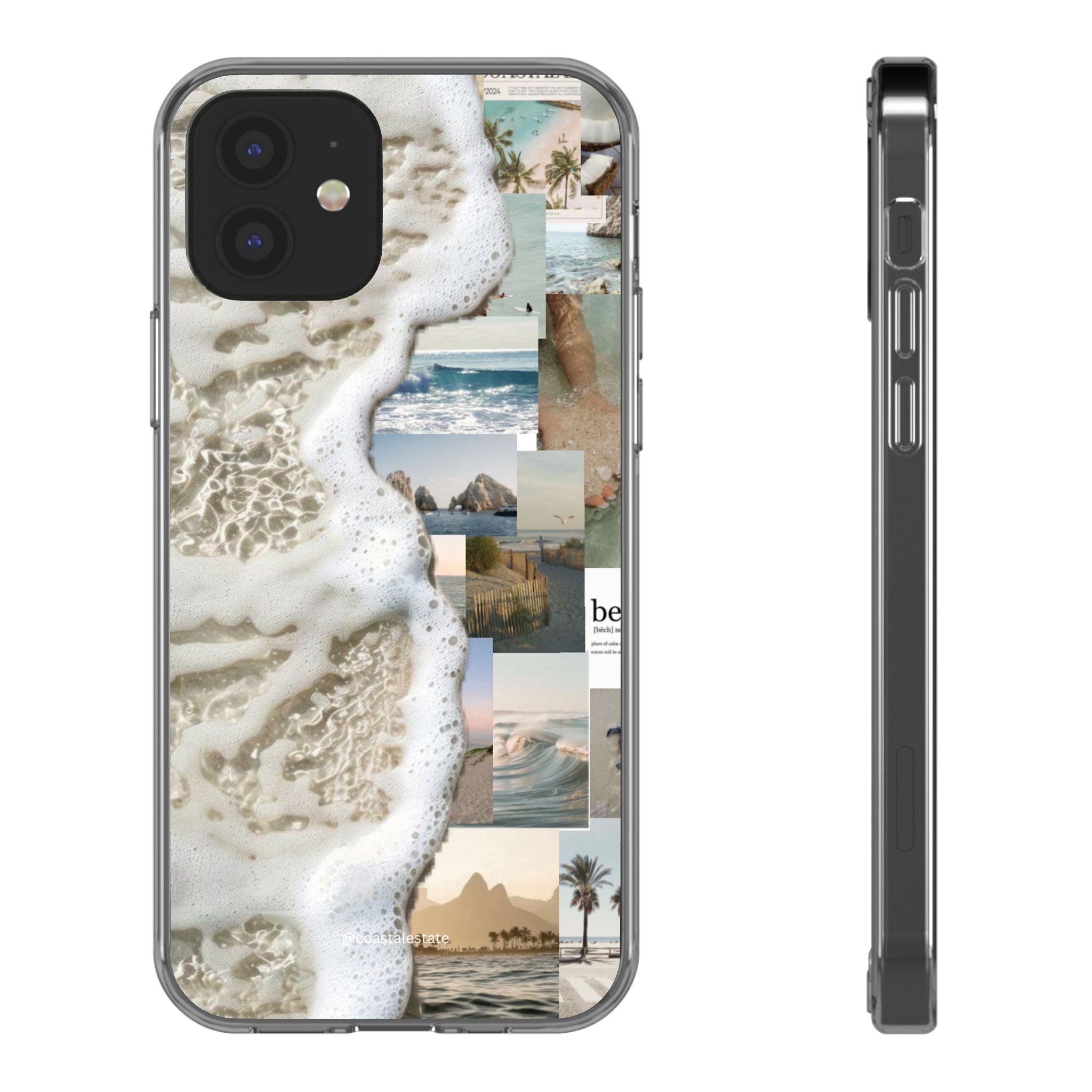 Clear Phone Case — Coastal Collage Beach Foam Design