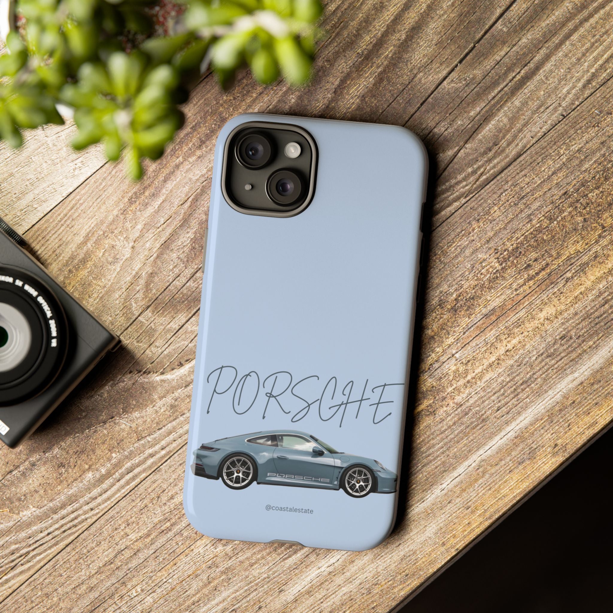Porsche Sports Car Tough Phone Case — Light Blue Illustrated Porsche Design