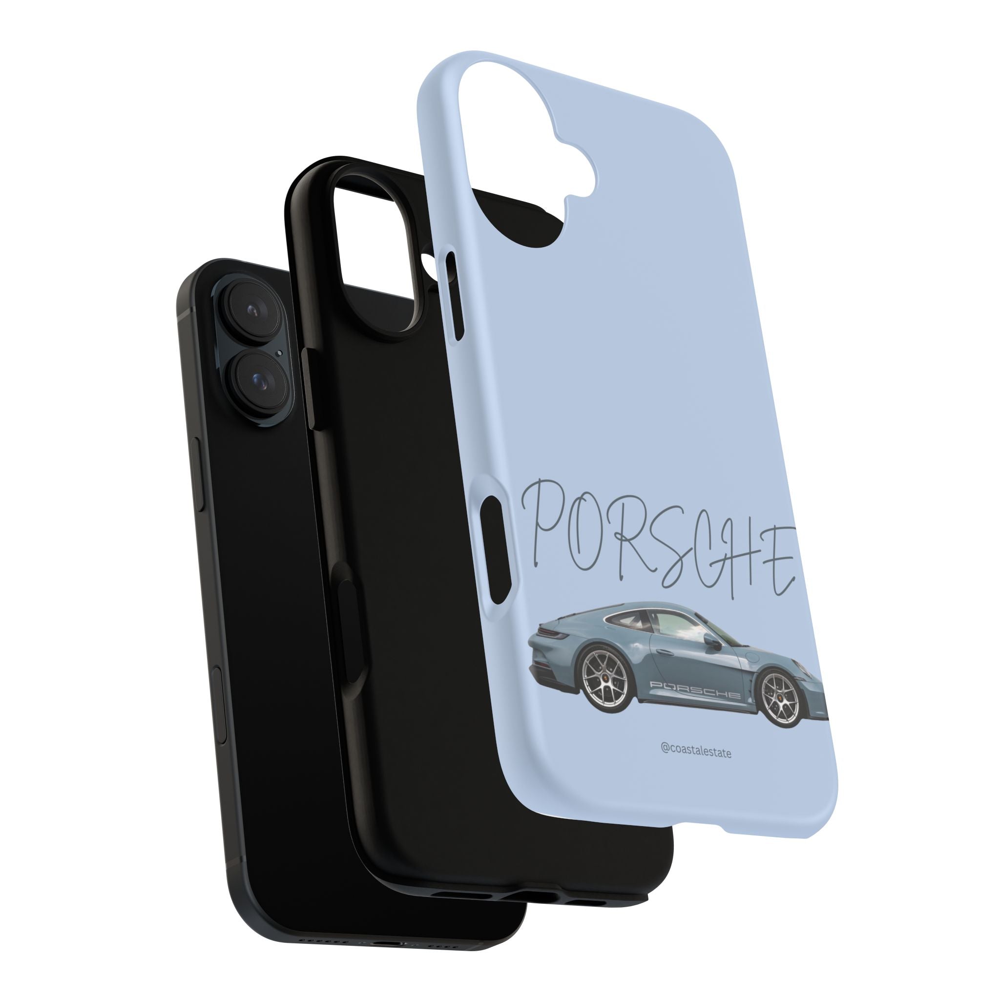 Porsche Sports Car Tough Phone Case — Light Blue Illustrated Porsche Design