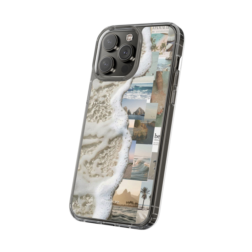 Clear Phone Case — Coastal Collage Beach Foam Design