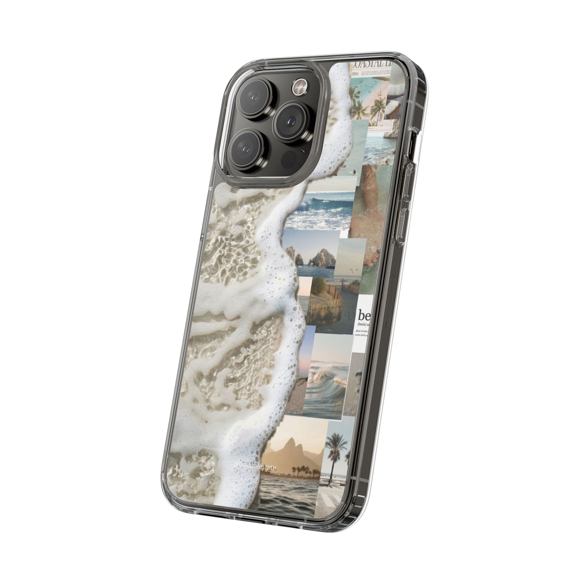 Clear Phone Case — Coastal Collage Beach Foam Design