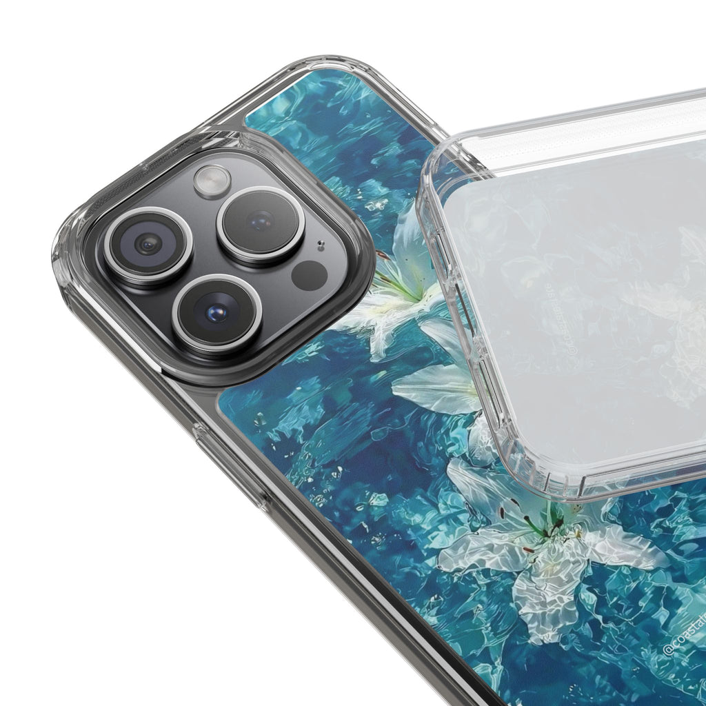 Clear Phone Case — Blue Water Lily Floral Design