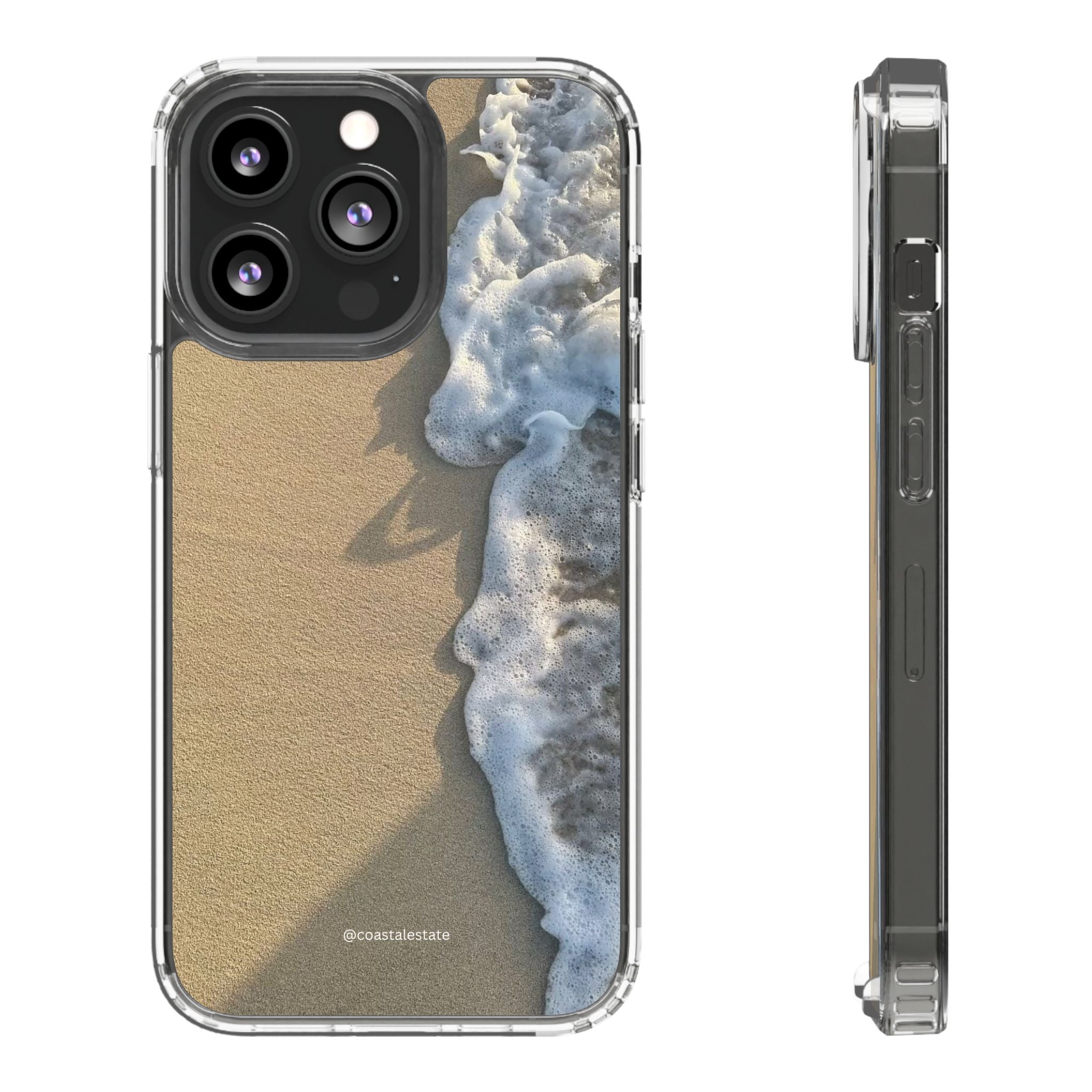Clear Phone Case — Realistic Beach Wave Sand Design