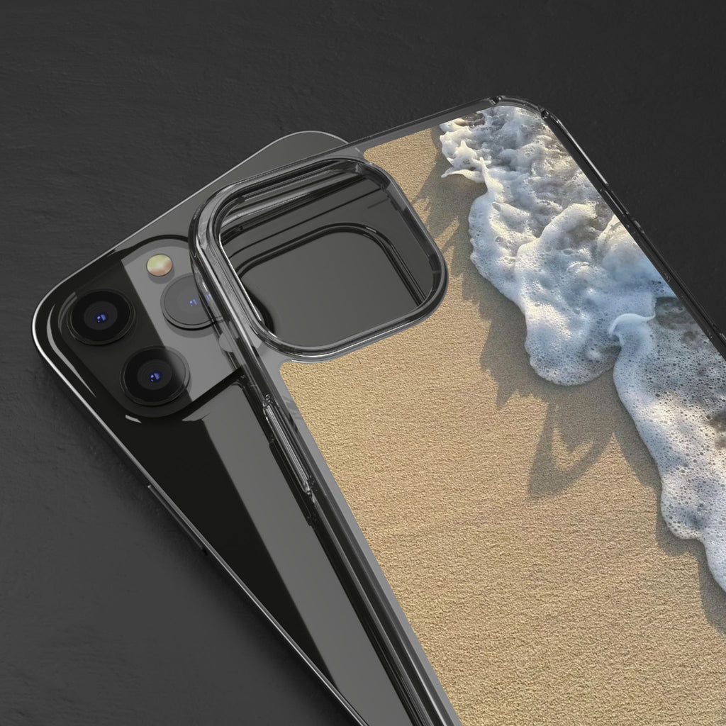 Clear Phone Case — Realistic Beach Wave Sand Design