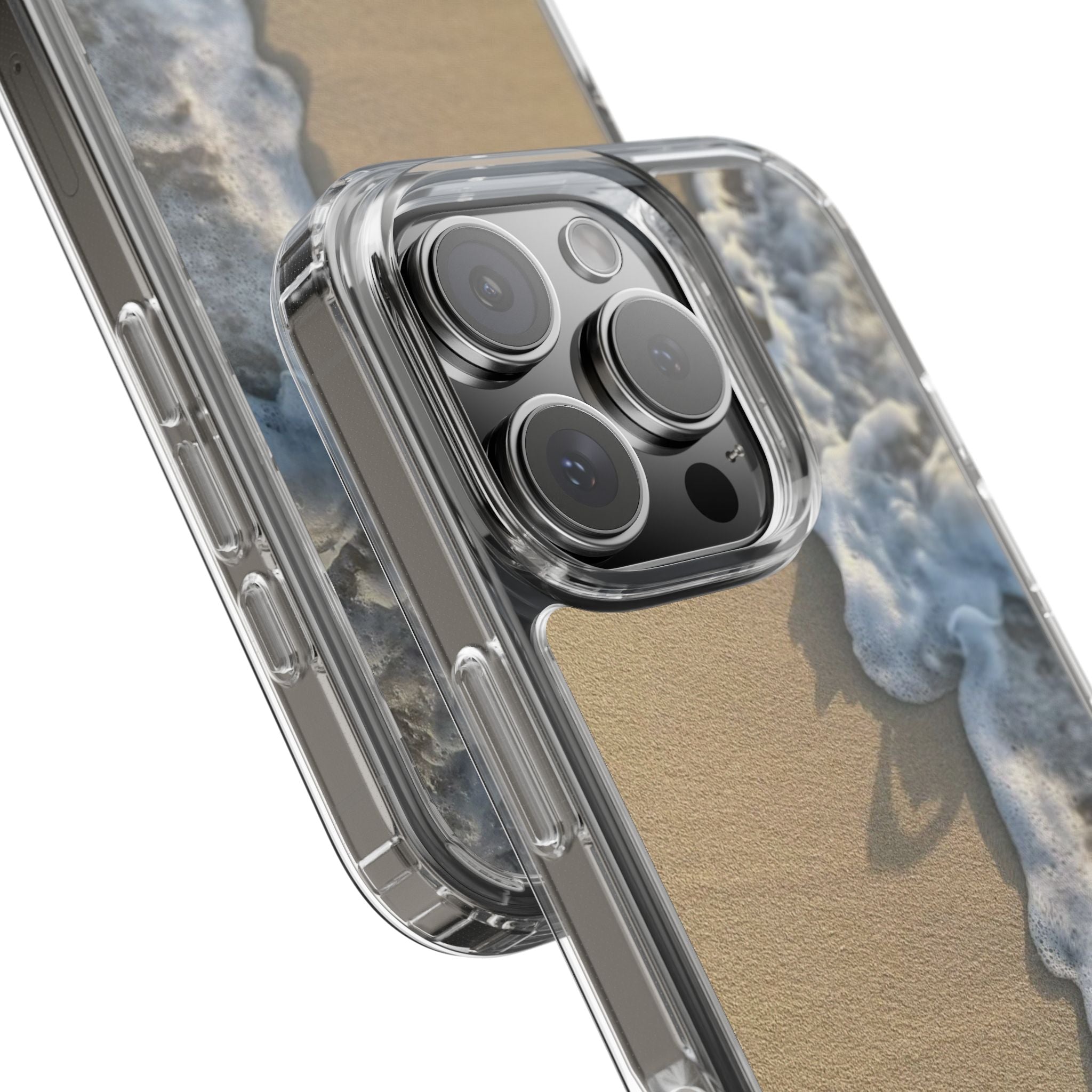Clear Phone Case — Realistic Beach Wave Sand Design