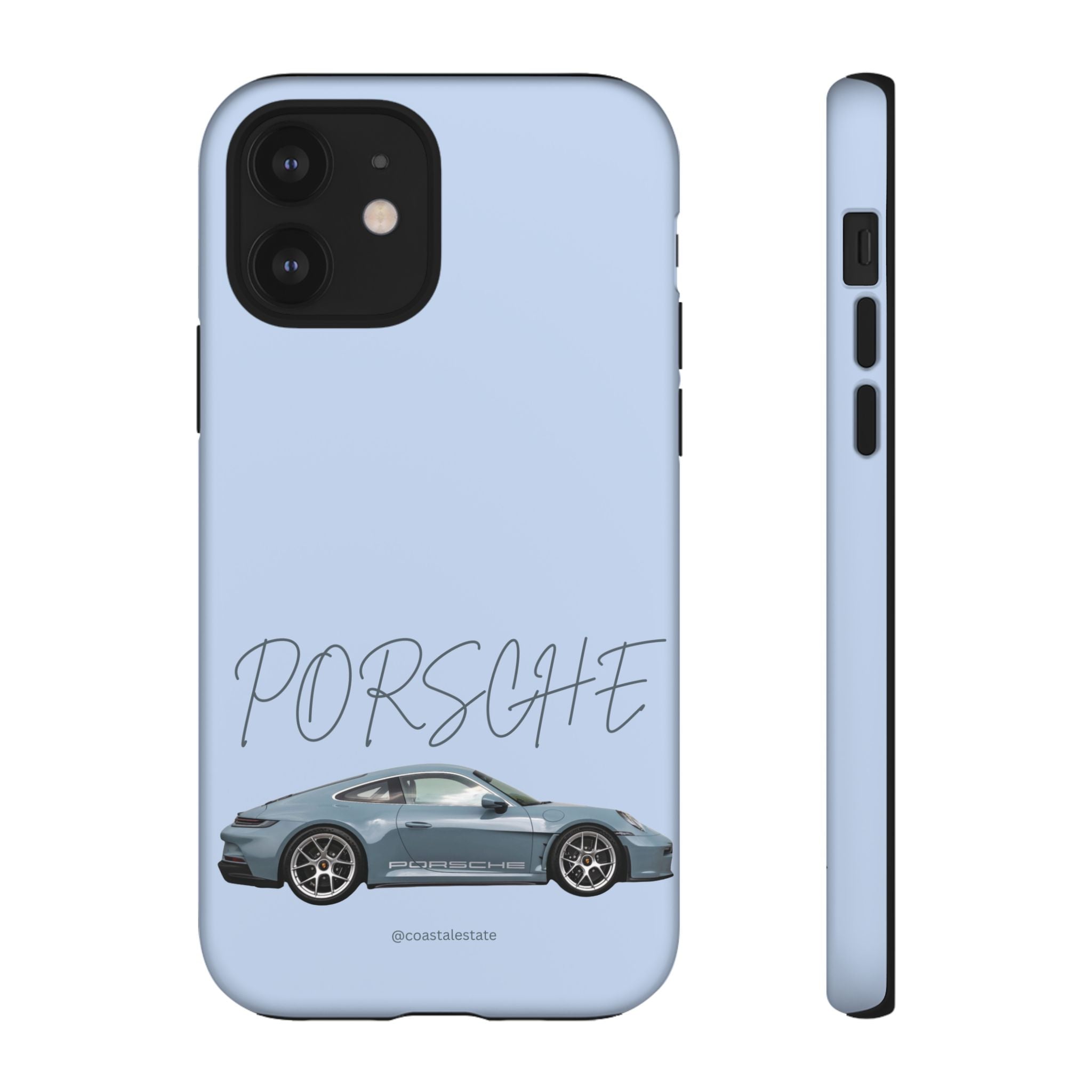 Porsche Sports Car Tough Phone Case — Light Blue Illustrated Porsche Design