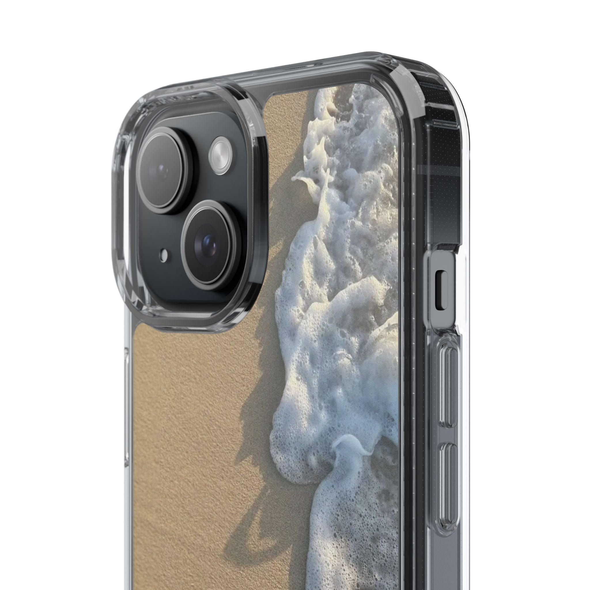 Clear Phone Case — Realistic Beach Wave Sand Design
