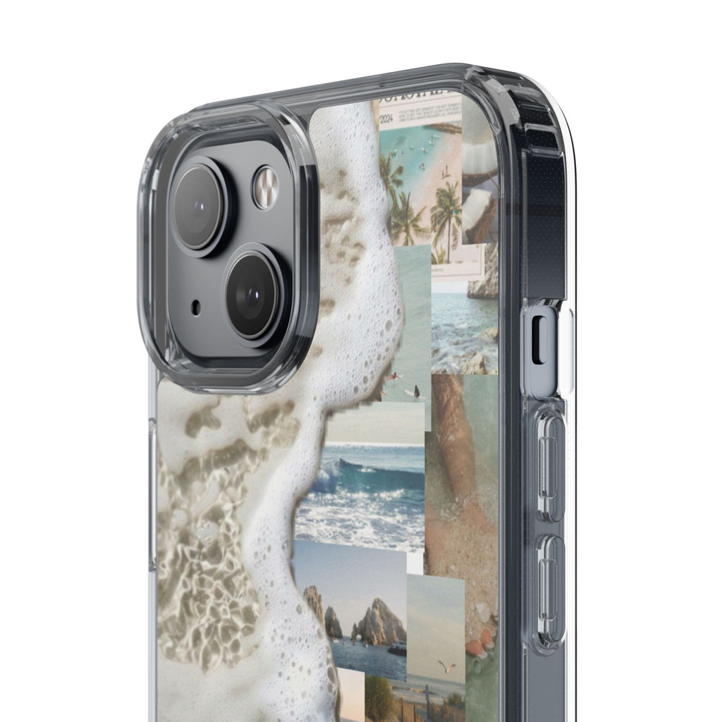 Clear Phone Case — Coastal Collage Beach Foam Design