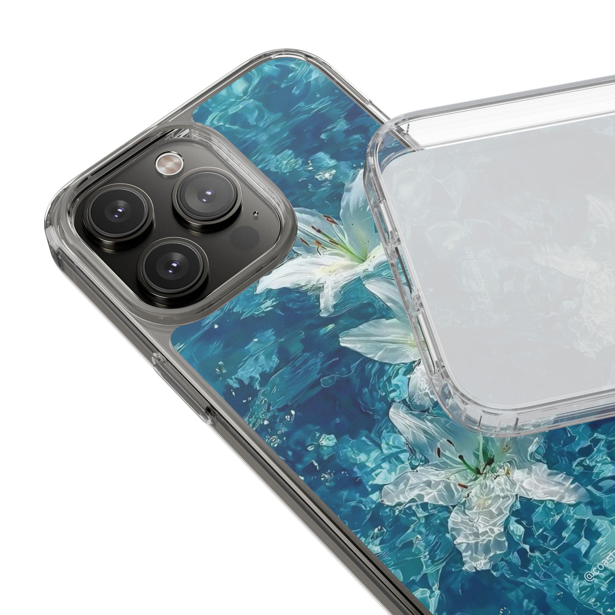Clear Phone Case — Blue Water Lily Floral Design