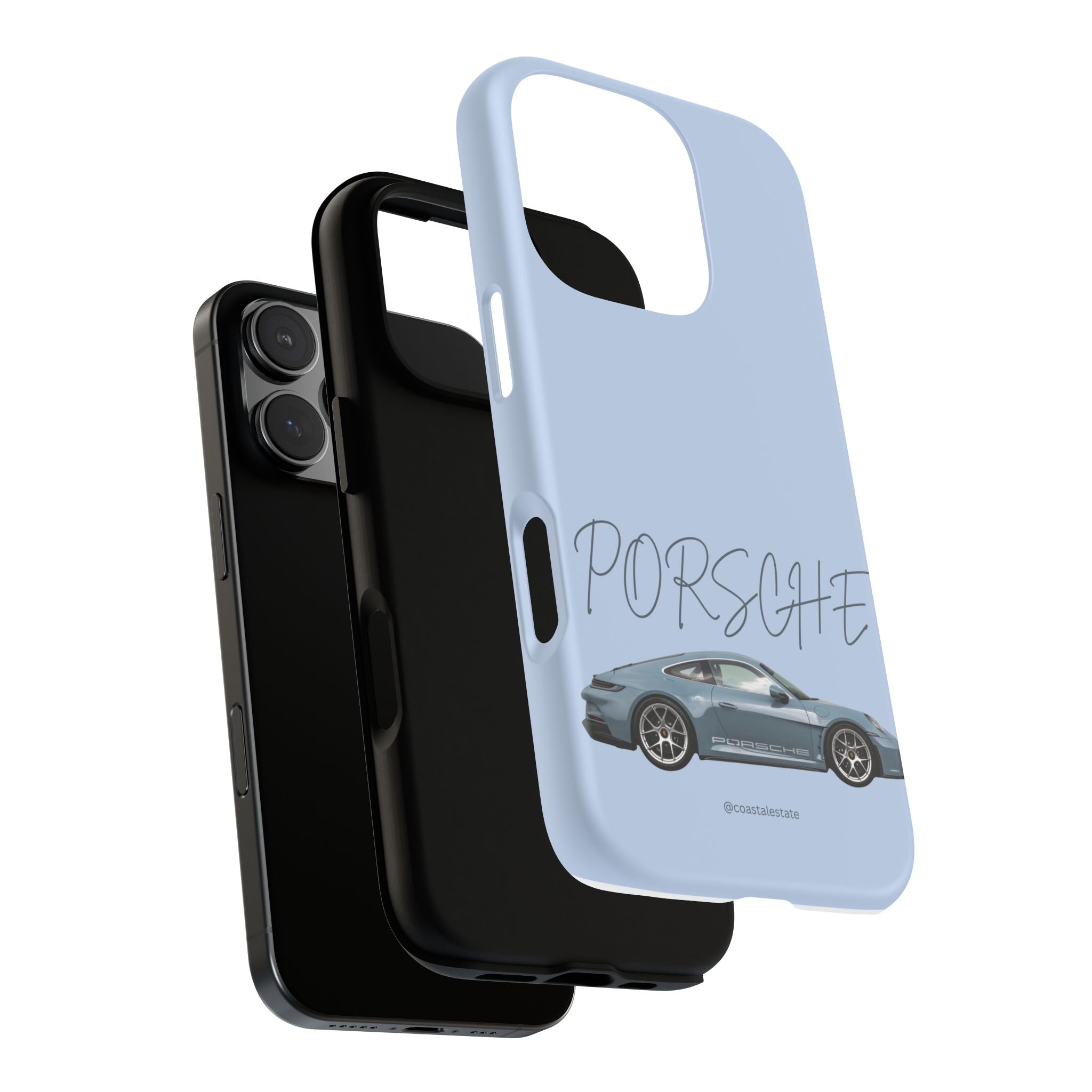 Porsche Sports Car Tough Phone Case — Light Blue Illustrated Porsche Design
