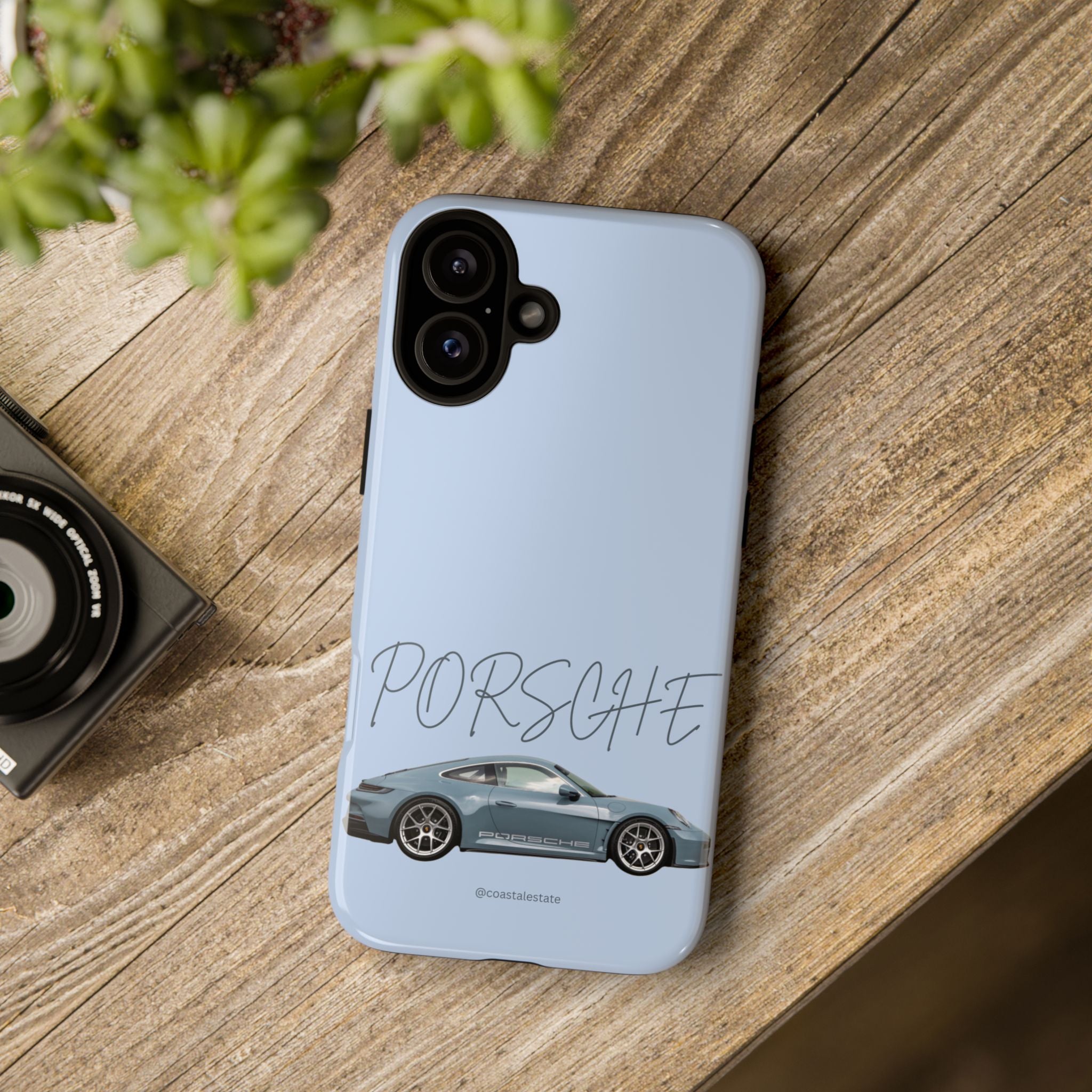 Porsche Sports Car Tough Phone Case — Light Blue Illustrated Porsche Design