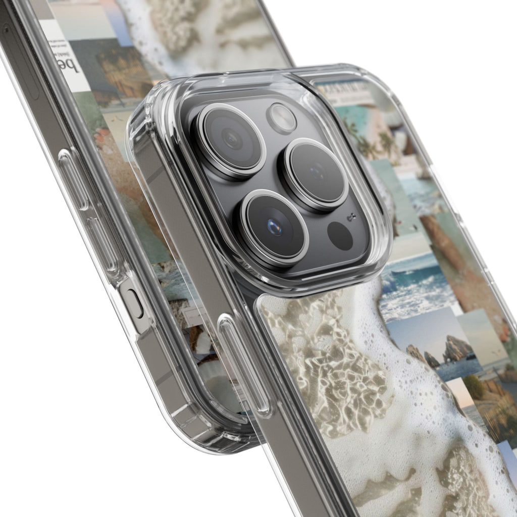 Clear Phone Case — Coastal Collage Beach Foam Design