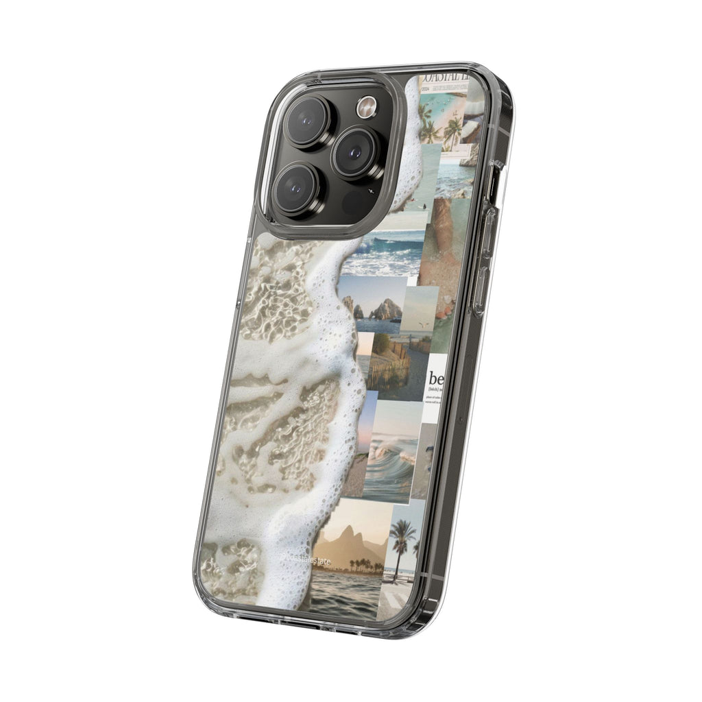 Clear Phone Case — Coastal Collage Beach Foam Design