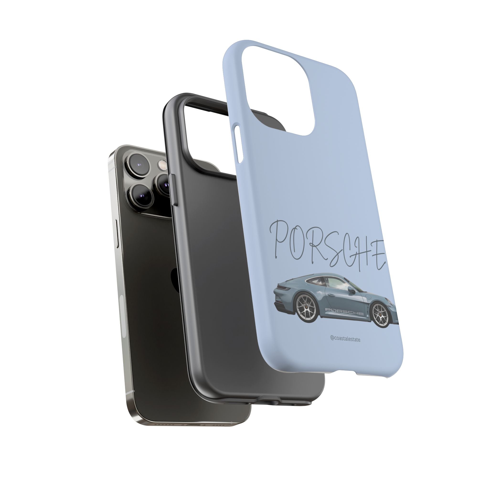 Porsche Sports Car Tough Phone Case — Light Blue Illustrated Porsche Design