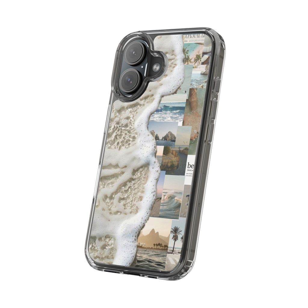 Clear Phone Case — Coastal Collage Beach Foam Design