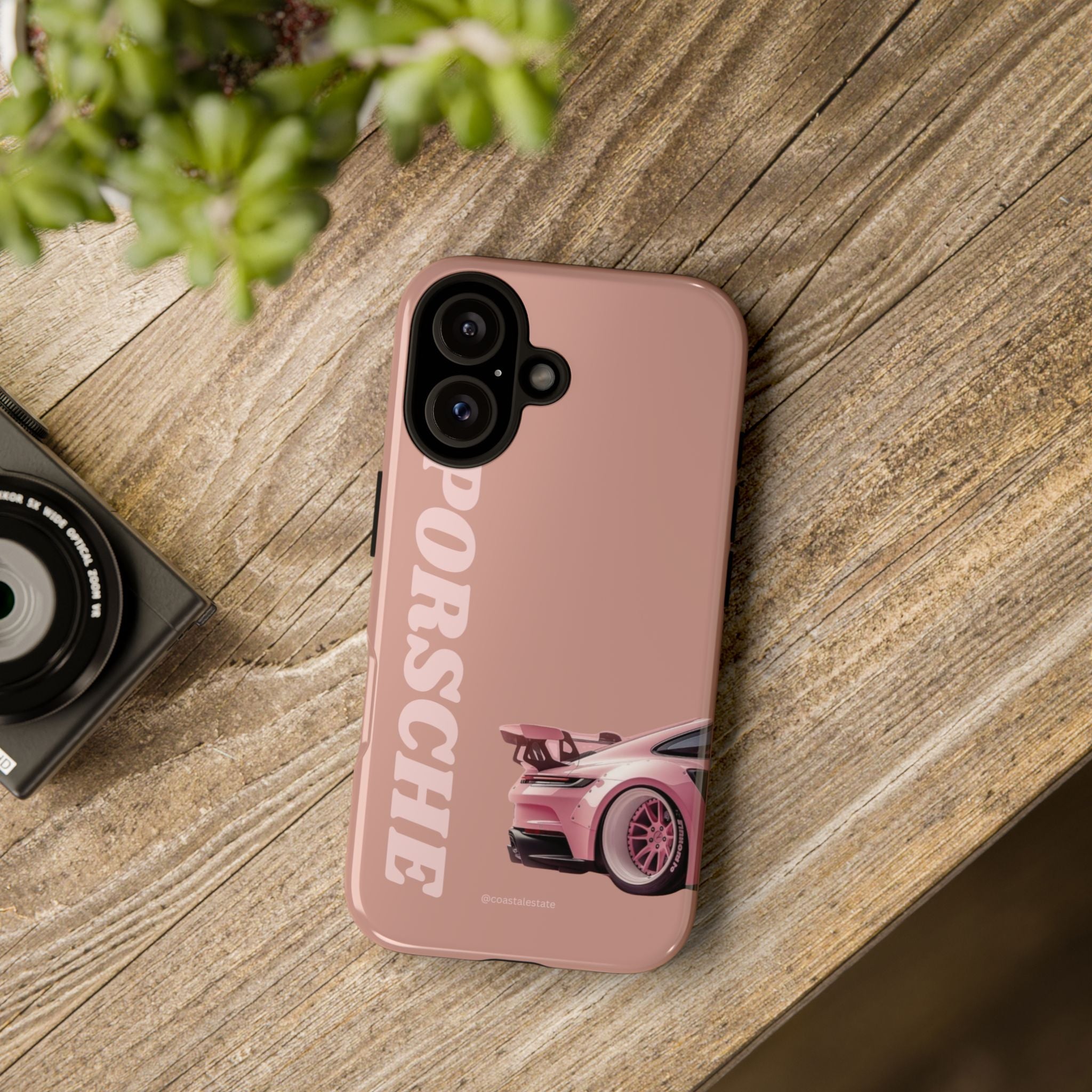 Pink Porsche Illustration phone case | Porsche phone case