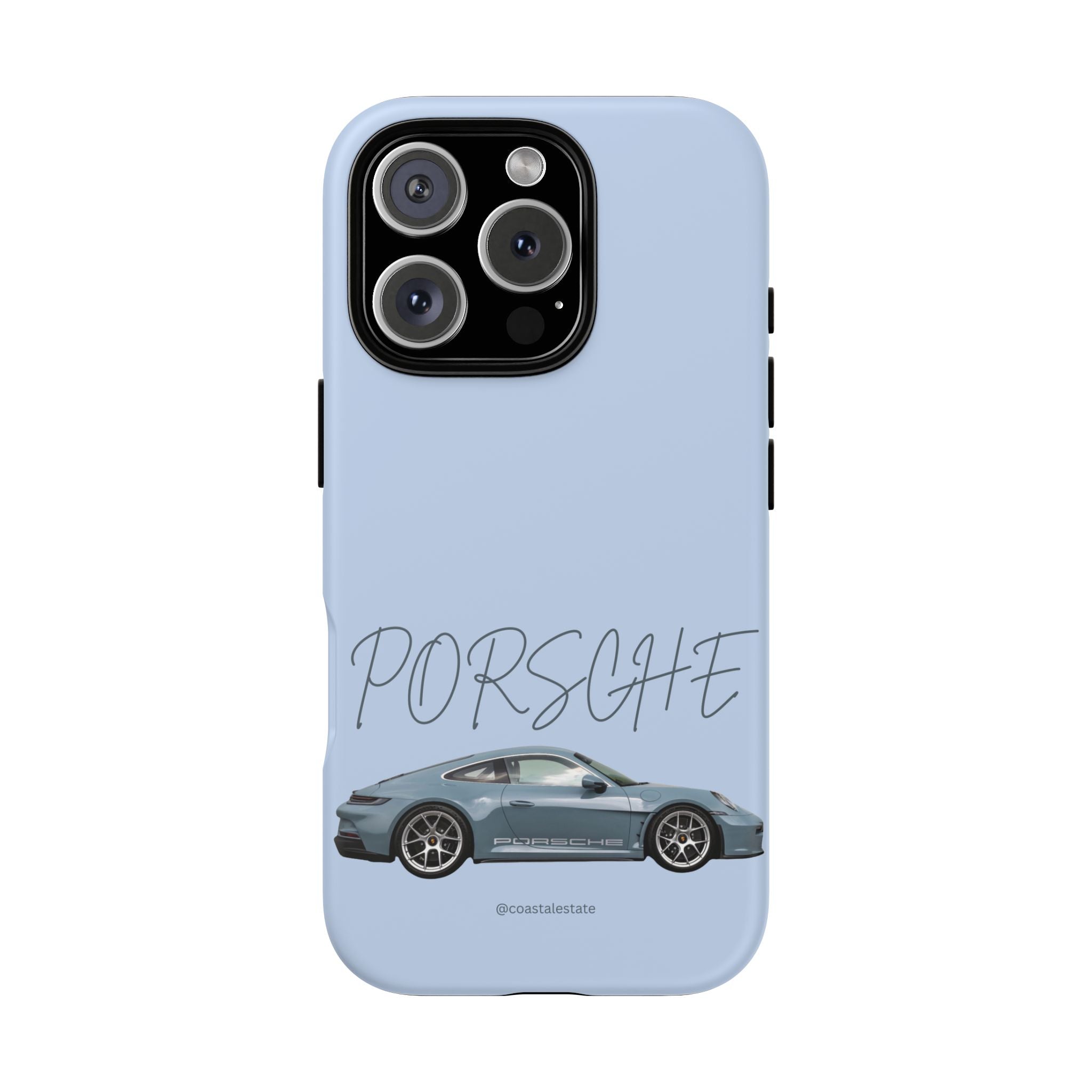 Porsche Sports Car Tough Phone Case — Light Blue Illustrated Porsche Design